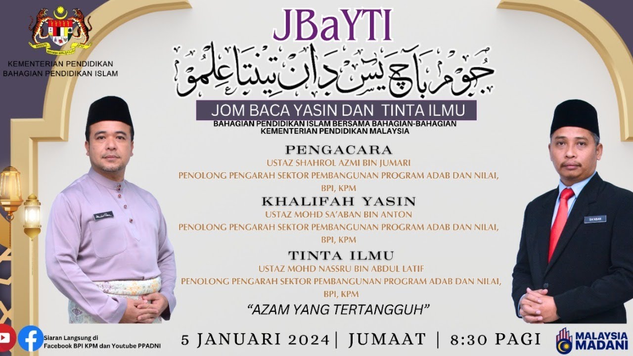 program jom baca yasin dan tinta ilmu jbayti bpi bersama bahagian bahagian kpm